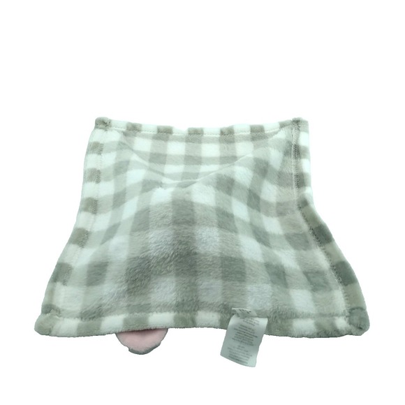 Lila & Jack Bunny Rabbit Lovey Blanket Rattle  Plush Gray Green Squares - Picture 5 of 6